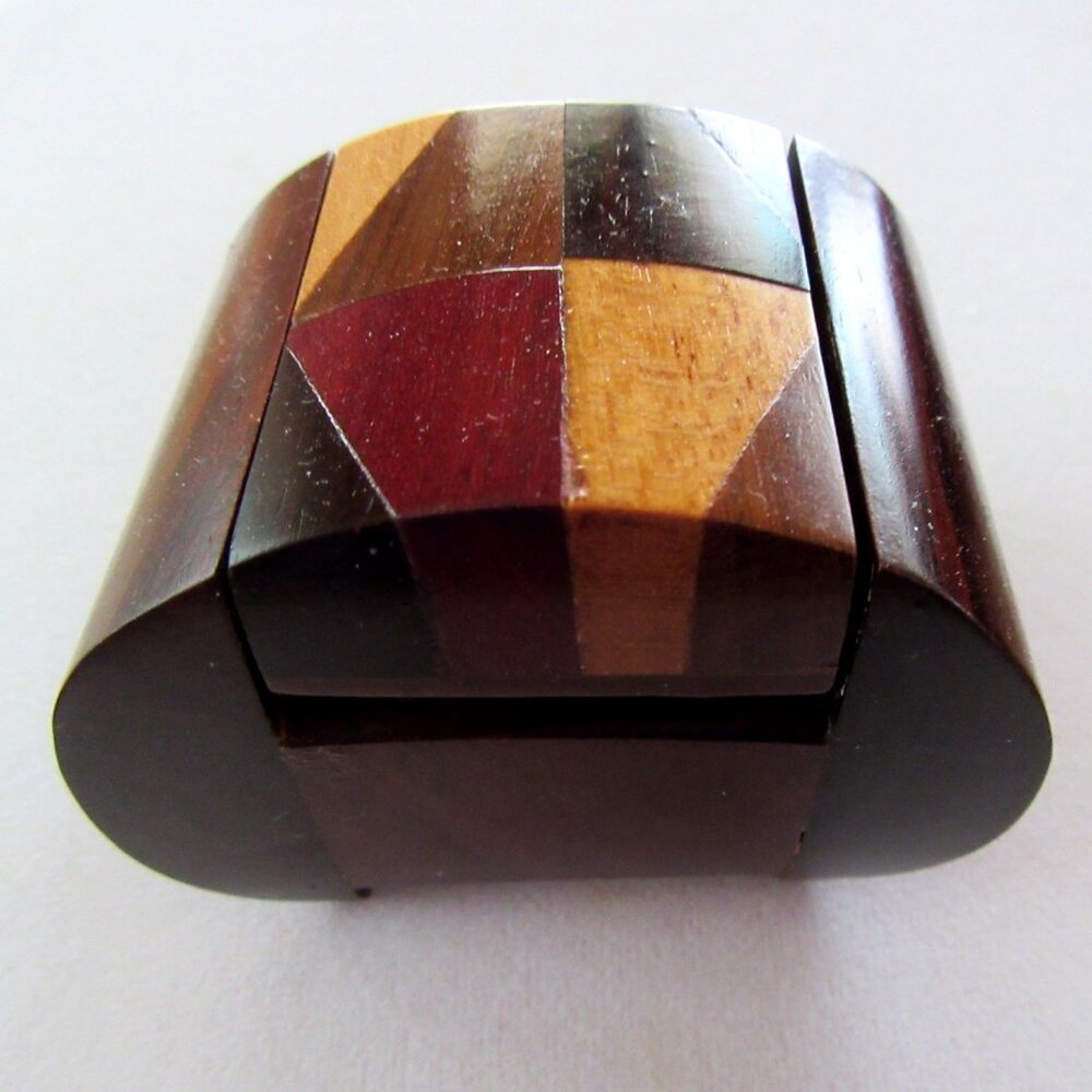 Parquet wood ring box - velvet lined - unisex - Father's Day